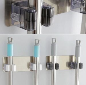 Pratik Organizer 4lü Yapışkanlı Fırça Paspas Mop Fırça Sabitleyici Ergonomik Alet Aparatı