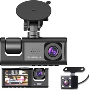 Full Hd 1080P Üç Kameralı Araç Içi Kamera Araba Güvenlik Kamerası Gece Görüşü Ön Geri Iç Kayıt Ir LED