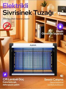 Çift Lambalı Izgaralı Makineli Iç ve Dış Mekan Uyumlu Kokusuz Sivrisinek Öldürücü