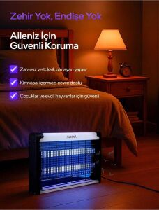 Çift Lambalı Izgaralı Makineli Iç ve Dış Mekan Uyumlu Kokusuz Sivrisinek Öldürücü