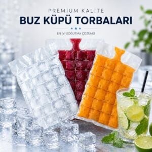 Buz Küpü Torbası - Pratik Doldurulabilir Buz Yapma Poşeti Sızdırmaz Tek Kullanımlık Buz Küpleri Soğuk Kompres Içecek Soğutma Hızlı ve Hijyenik Çözüm Ev Piknik Kamp Parti Plaj Ofis (20)