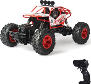 / 1:16 Ölçek 4x4 Uzaktan Kumandalı Rock Crawler Off Road Aracı 4 Çeker Şarjlı 20 Dk Kullanım Kırmızı ve Mavi Oyuncak Off Road Araba (Kırmızı)