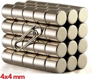 20 Adet 4x4 mm Yuvarlak Neodyum Mıknatıs N35 Güçlü Magnet Nikel Kaplama
