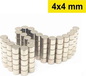 20 Adet 4x4 mm Yuvarlak Neodyum Mıknatıs N35 Güçlü Magnet Nikel Kaplama