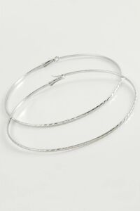 Zincir Çizgili Metal Halka Küpe 8-9-10 cm