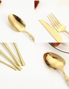 Çelik 24 Parça 6 Kişilik Gold Yemek Kaşık Çatal Bıçak Set CIN738SR