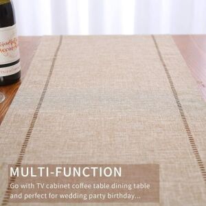 Aputue Masa Örtüsü, 13 x 72 Inç Kahverengi, Dekoratif Çiftlik Evi Stili, Mutfak, Ev, Yemek Masası ve Açık Hava Kullanımı Için