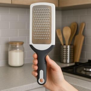 Paslanmaz Çelik Saplı Ergonomik El Rendesi – Peynir, Sebze, Havuç, Patates, Meyve ve Çok Amaçlı Mutfak Rendesi