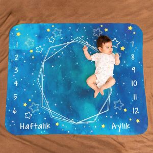 Mavi Uzay Macerası Baby Shower Hediyesi Fotoğraf Çekim Battaniyesi 100X120 cm