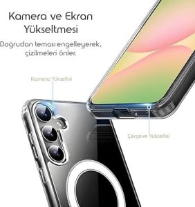 Galaxy A56 Için Şeffaf Kılıf Mag-Clear Güçlü Manyetikli  A56 Koruyucu Sararmaya Dayanıklı Kalın Yapılı Darbe Emici Pc+Tpu Hibrit Tasarım  A56 Kılıfı