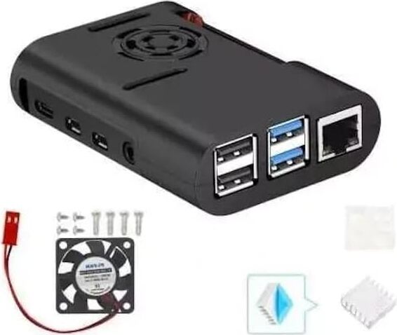 Raspberry Pi 4 Fan Case-Siyah