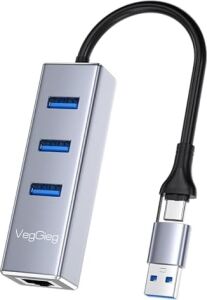USB ve Type-C Gigabit Ethernet Adaptörü 3 Port USB 3.0 Çoklayıcı Hub
