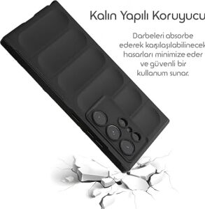 Galaxy S25 Ultra Için Koruyucu Kalın Yapılı Rugged Tpu Silikon Kılıf Kamera Yükseltili Içi Süet Dokulu Kenarları Darbe Emici ve Kayma Önleyici Özellikli Tam Kaplayan Koruyucu Kılıf