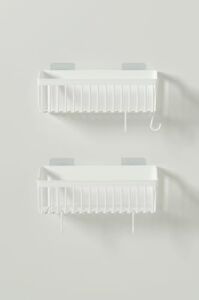 Banyor Yapışkanlı Banyo Rafı, 2'li Banyo Düzenleyici Organizer Duş Şampuanlık, Plastik Beyaz