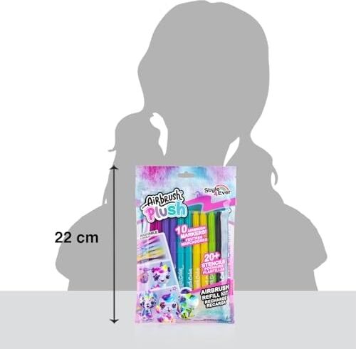 Airbrush Plush - Refill Kit 10 Pens (256) | Yıkanabilir Renkli Kalemleyiciler Airbrush ve Yapışkan Şablonlarla Uyumludur