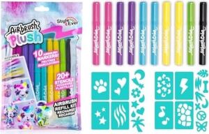 Airbrush Plush - Refill Kit 10 Pens (256) | Yıkanabilir Renkli Kalemleyiciler Airbrush ve Yapışkan Şablonlarla Uyumludur