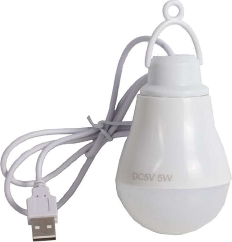 USB Kablolu 5 Watt Beyaz Ledli Ampul%90 Enerji Tasarrufu Renkli Kasa (1 Metre USB Kablolu)
