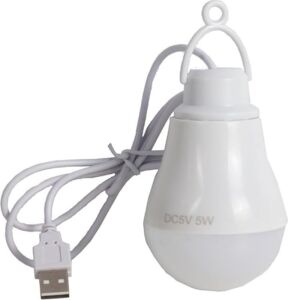 USB Kablolu 5 Watt Beyaz Ledli Ampul%90 Enerji Tasarrufu Renkli Kasa (1 Metre USB Kablolu)