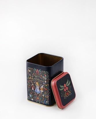 EVLE-ER022-9A Tales Alices Desenli Kare Metal Saklama Kabı 11X11 cm (Tales Alices)