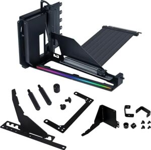 Lian Li Atx Pc Kasası 4 Yuvalı Dikey Gpu Kiti (VG4V4) - Premium Gen 5 Yükseltici Kablo Pcı-E 5.0 X16-200MM, Pcıe 3.0/4.0 Uyumlu, Ayarlanabilir Konum - Çoğu Pc Kasasına Uyar (VG4V4 Siyah)