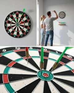 17 Inç Dart Tahtası 4 Metal Dart Oku