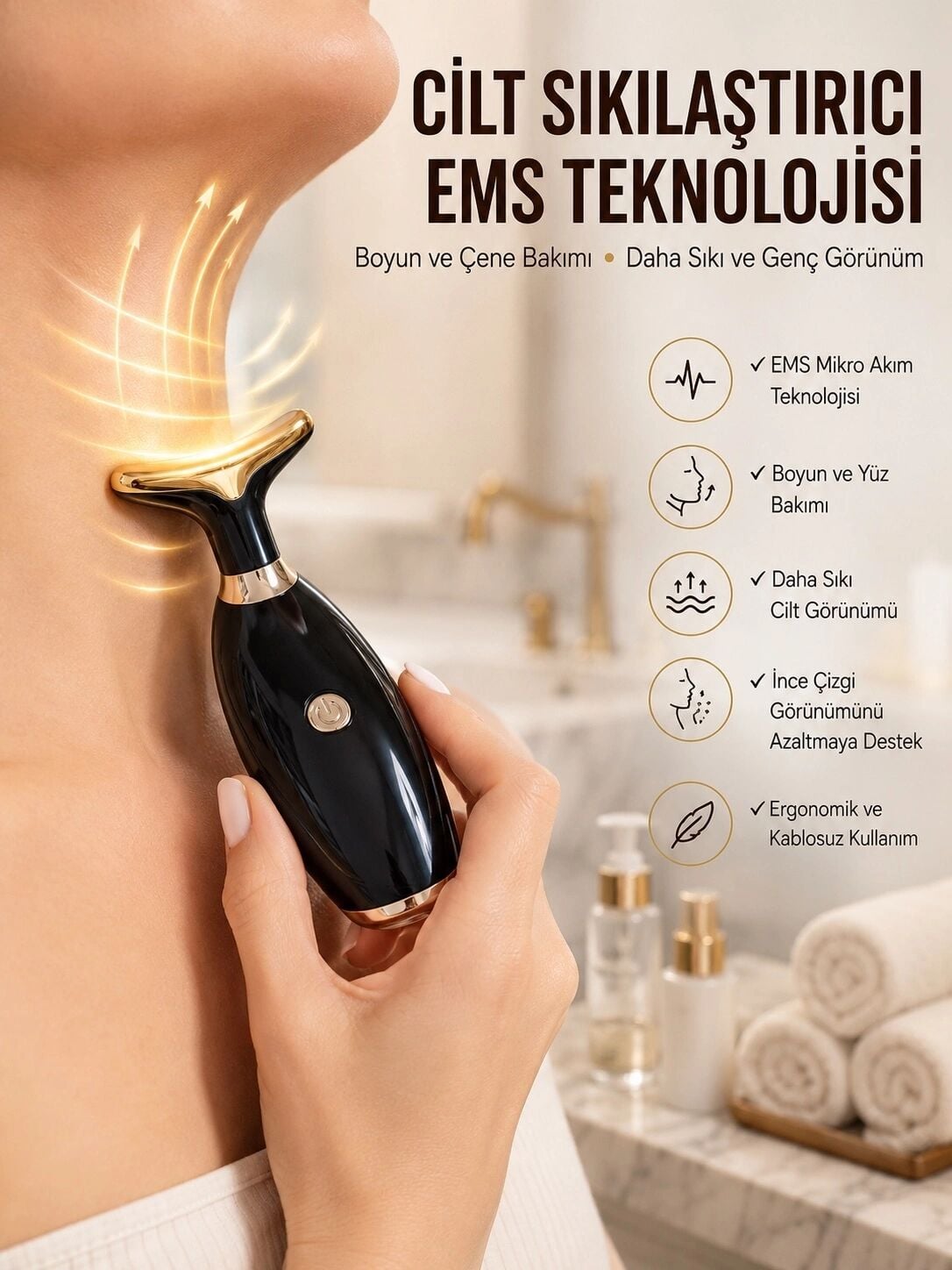 Yüz ve Boyun Kırşıklık Giderici Ems Güzellik Cihazı Gıdık,sarkma,kırışıklık Yüz Masaj Aleti