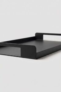 Metal Çay Tepsisi Siyah Sunum Tepsisi Servis Tepsisi Dikdörtgen Dekoratif Tepsi Kahve Çay Servis Tepsisi Mutfak Banyo Organizer Tepsi