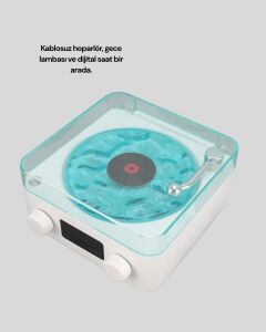 Bluetooth Hoparlör – 3-Ü-1 Saatli Gece Lambası ve Vintage Tasarım