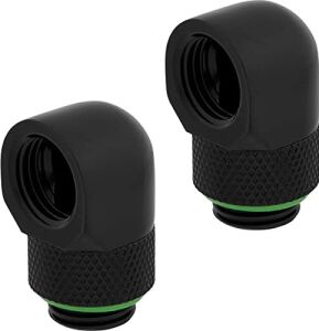 Hydro x Series 90° Uç Adaptörü Döndürülebilir (Ikili Paket, G1/4 Inç Bspp Adaptör Dişlisi, Pirinç Üretim Dayanıklılık, Güvenli Dönme Mekanizması, Yüksek Akış Hızları Için Tasarlanmıştır) Siyah