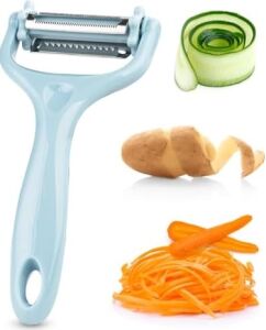3'ü 1 Arada Patates & Sebze Soyucu – Paslanmaz Çelik Bıçaklı, Düz + Tırtıklı + Jülyen Soyma, Ergonomik Sap, Bulaşık Makinesine Uygun, Kompakt & Dayanıklı Mutfak Gereci