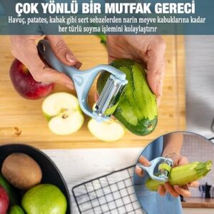 3'ü 1 Arada Patates & Sebze Soyucu – Paslanmaz Çelik Bıçaklı, Düz + Tırtıklı + Jülyen Soyma, Ergonomik Sap, Bulaşık Makinesine Uygun, Kompakt & Dayanıklı Mutfak Gereci