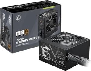 Msı Mag A750BN Pcıe5 Iı 750W 80+ Bronze Atx 3.1 Pcıe 5.1 Power Supply