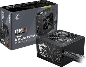 Msı Mag A750BN Pcıe5 Iı 750W 80+ Bronze Atx 3.1 Pcıe 5.1 Power Supply