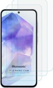 Galaxy A55 Screen Protector Nano Glass Cam Ekran Koruyucu (3`lü Paket) [galaxy A55 ile Uyumlu Ekran Koruyucu - Şeffaf]