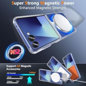 Galaxy Z Flip7 Için Kablosuz Şarj Destekli Şeffaf Kılıf Magsafe ile Uyumlu Arkası Sert Köşeleri Yumuşak Silikon Z Flip7 Için Kılıf Sararmaya Dayanıklı Güçlü Manyetikli Z Flip7 Kilif