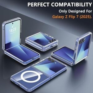 Galaxy Z Flip7 Için Kablosuz Şarj Destekli Şeffaf Kılıf Magsafe ile Uyumlu Arkası Sert Köşeleri Yumuşak Silikon Z Flip7 Için Kılıf Sararmaya Dayanıklı Güçlü Manyetikli Z Flip7 Kilif