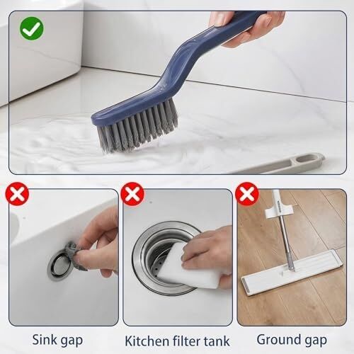 Çok Amaçlı Derz Temizleme Fırçası, Entegre Cımbız Uçlu, V Şekilli Güçlü Kıl Yapılı, Fayans Banyo Mutfak Oluk ve Köşe Temizleyici