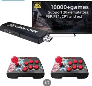 Kablosuz Çift Joystickli Retro Video Oyun Makinesi Bluetooth Özellikli Kırmızı Renkli