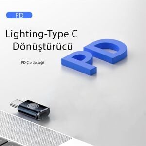 35W Lightning To Type C 15 Max Pro Plus Yuva Çevirici Hızlı Şarj Aktarımı Otg Dönüştürücü Gri Otgtm-G