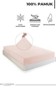 Lastikli & Hipoalerjenik ÇARŞAF%100 Pamuk Penye Kumaş Somon 100X200, Luxcarsaf