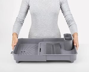 Miss Collection Açılır Kapanır Bulaşıklık Tabaklık, Su Tahliye Oluklu ve Çatal Bıçak Kurutmalıklı-Modern Tasarım Plastik (Gri)