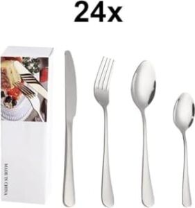 410 Çelik 24 Parça 6 Kişilik Gri Yemek Kaşık Çatal Bıçak Seti CIN733BY