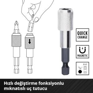 Orijinal M-Case 42 Parça Uç Seti (25 mm Uçlar, 50 mm Uçlar, Manyetik Tutucu, Lokma Uç, Hızlı Değiştirilebilir Uç Tutucu, Saklama Kutusu Dahil) - 49118953