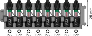Professional Accessories 8tlg. Schrauber Bit Set Kreuzschlitz (Impact Control, Pz2 Bits, Länge 25 Mm, Pick And Click)