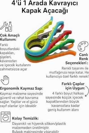 2 Adet Kavanoz ve Şişe Kapak Açacağı, Karışık Renk