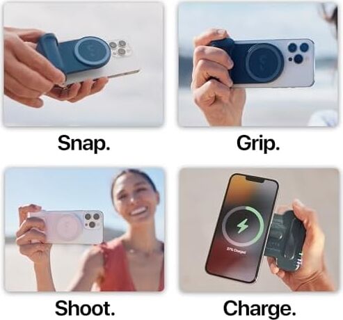Snapgrip Creator Kit - Snapgrip, Snaplight, Snappod ve Taşıma Çantası Içerir - Manyetik Montaj Her Telefona Takılır - Kablosuz Deklanşör Düğmeli Mobil Batarya Tutucusu - Gece Yarısı