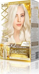 Serisi 24K Altın Parçacıklı Serum ile 1 Kutu 2 x 50 ml ve Geliştiriciler Saç Boyası (Buzul Sarısı 0.2)
