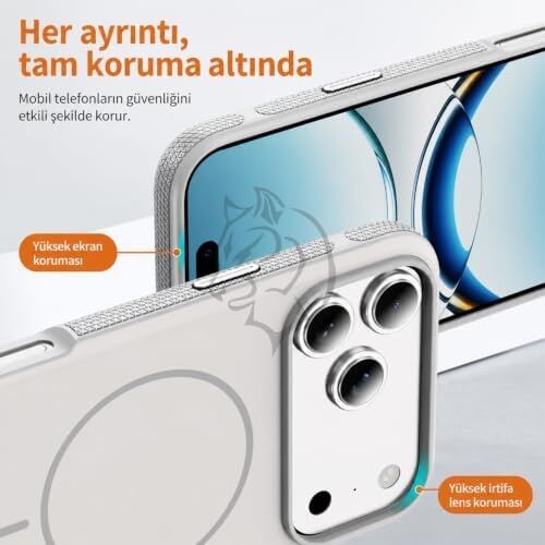 Mag-Safe Uyumlu Manyetik Telefon Kılıfı, N52 Güçlü Mıknatıs, Mat Premium Yüzey, Darbe Emici Koruma, Yükseltilmiş Kamera Çerçevesi ve Ekran Kenarı Koruması (Iphone 17 Pro, Turuncu)