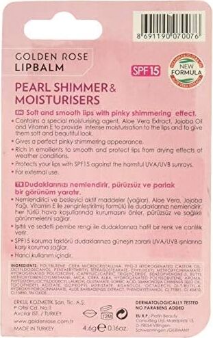 Lip Balm No: 02 Pearl Shimmer & Moisturisers SPF15 - Işıltılı Dudak Nemlendiricisi