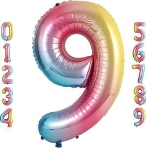 Patladı Gitti 9 Rakam 32 Inc 80 cm Gokkusagı Folyo Balon